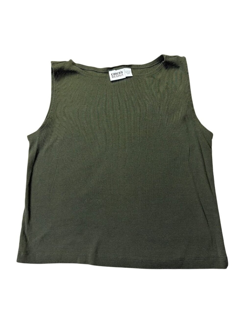 Chicos Design Women's Olive Green Tank Top Size XL 100% Cotton Sleeveless